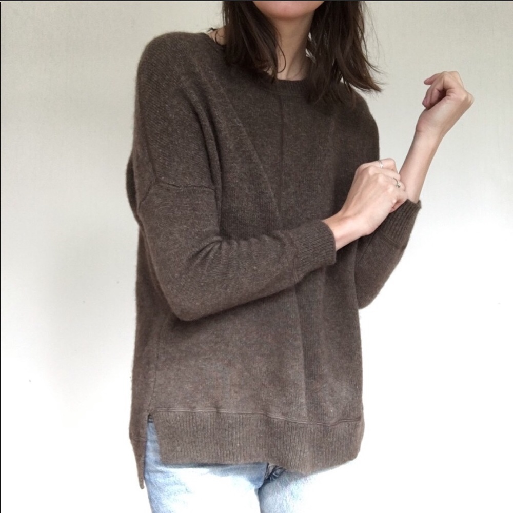 VINCE Brown Sweater Yak Hair & Wool Long Sleeve - Picture 2 of 10